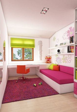 Узкая детская комната дизайн