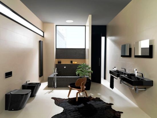 Дизайн ванной с черной сантехникой
