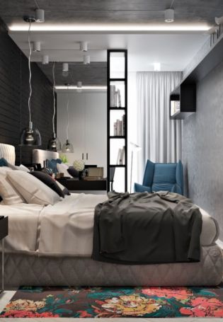 Дизайн спальни в стиле лофт