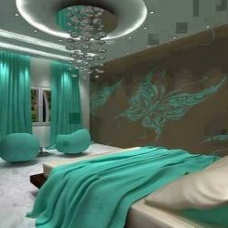 Спальня в изумрудных тонах дизайн фото