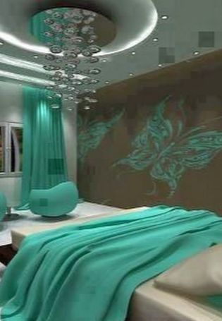 Спальня в изумрудных тонах дизайн фото