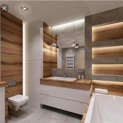 Дизайн ванной комнаты плитка под дерево