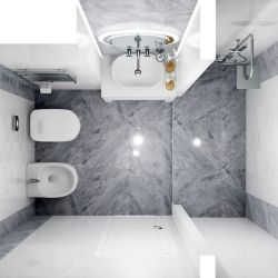 Серый потолок в ванной
