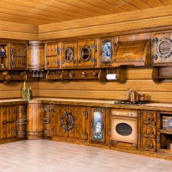 Деревянные фасады для кухни из сосны