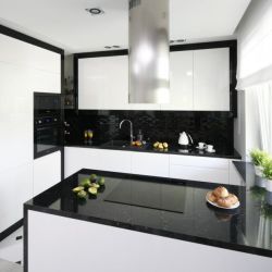 Кухня с черным холодильником дизайн