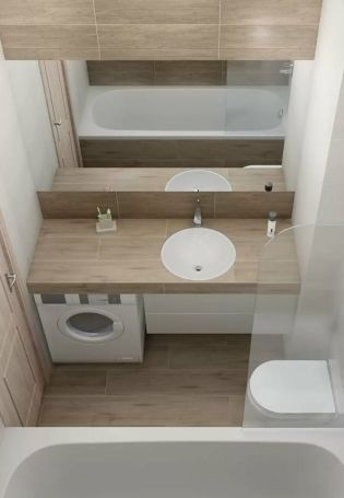 Планировка узкой ванной комнаты совмещенной с туалетом
