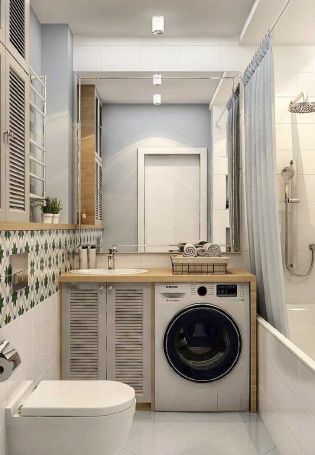 Дизайн ванной комнаты со стиральной