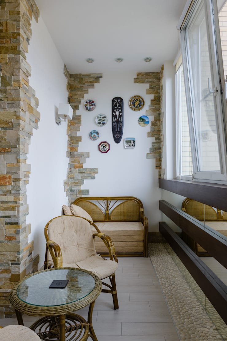 Отделка балкона искусственным камнем