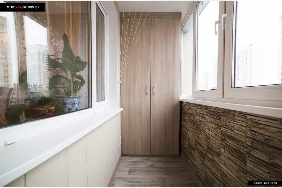 Обшитый МДФ балкон изнутри