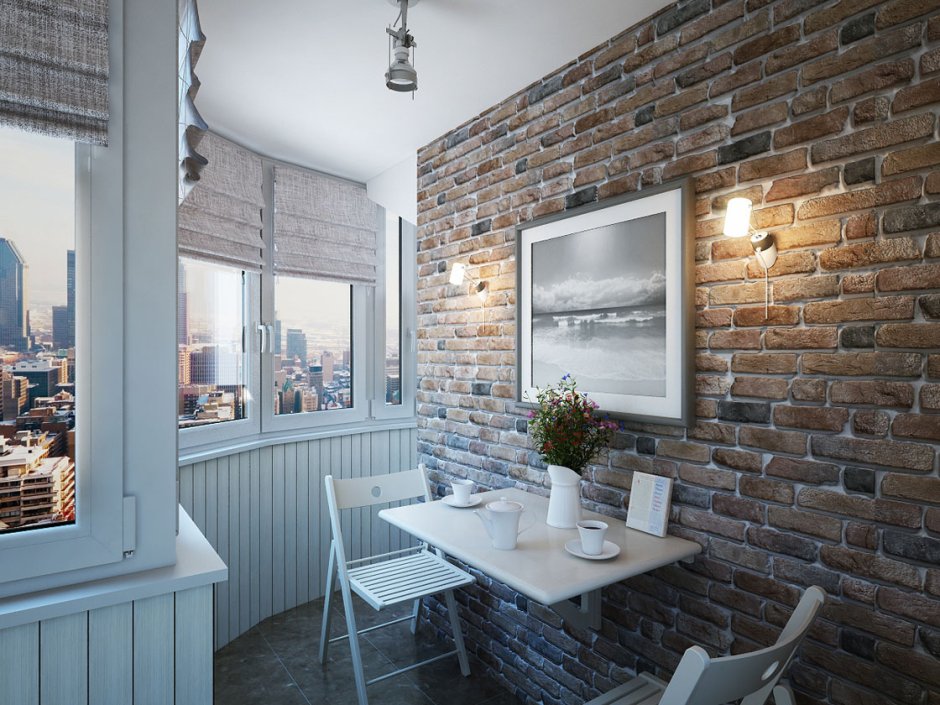 Декоративный кирпич на лоджии