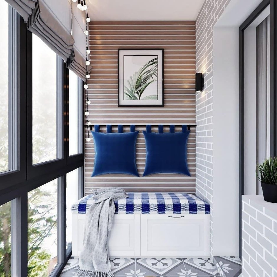 Деревянные рейки на лоджии