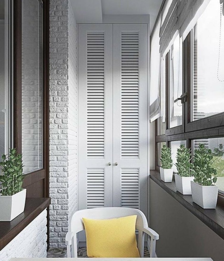 Рейки в интерьере балкона