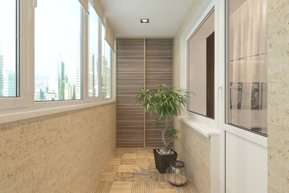 Отделка стен балкона плиткой