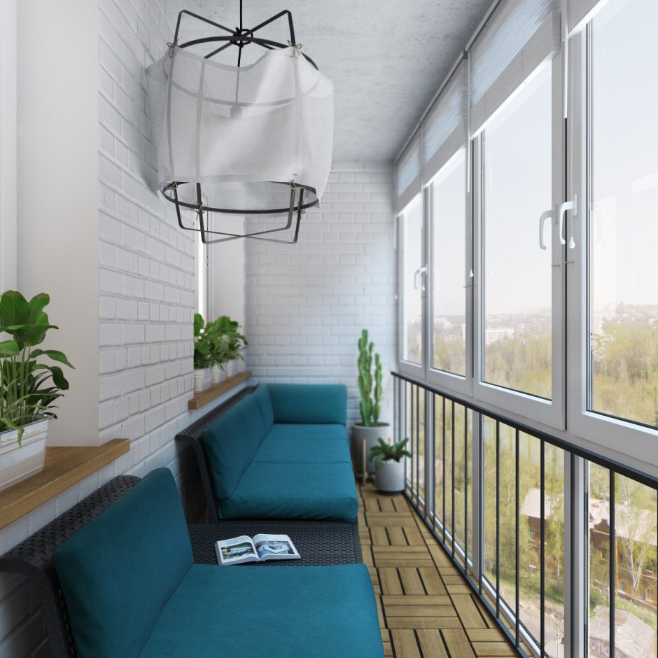 Интерьер балкона в стиле Сканди