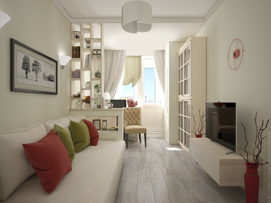 Зонирование гостиной и кабинета