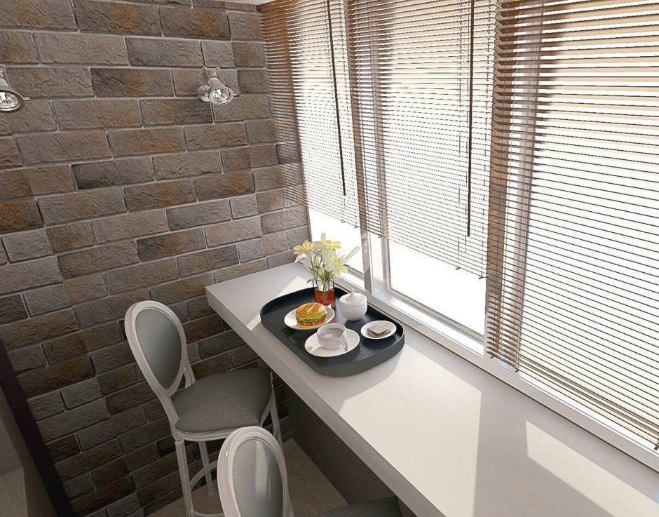 Подоконник стол на балконе