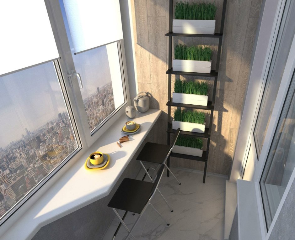 Подоконник стол на балконе