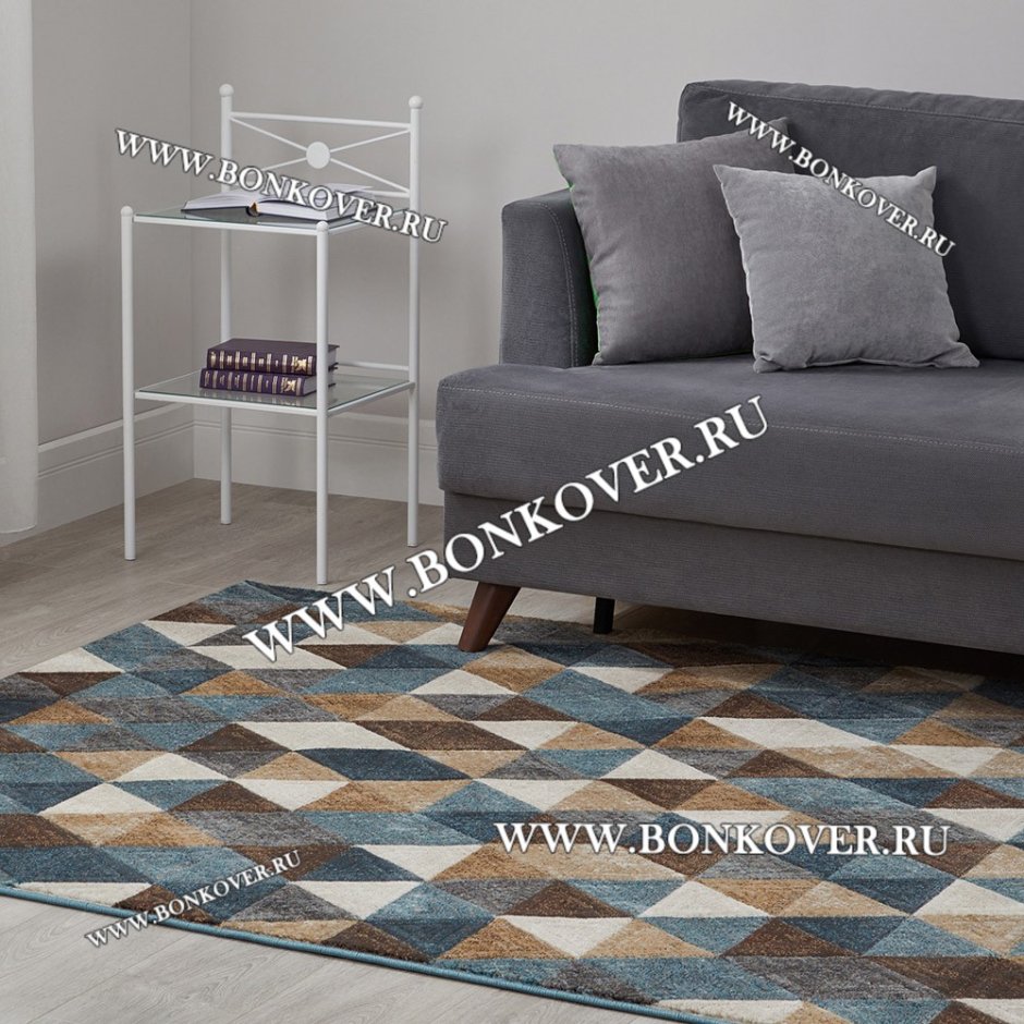 Ковер голубой с бежевым