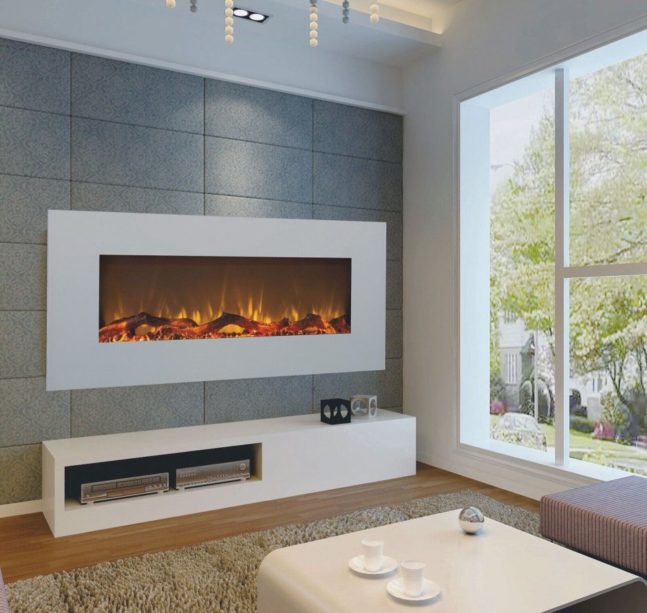 Электрокамин в стене