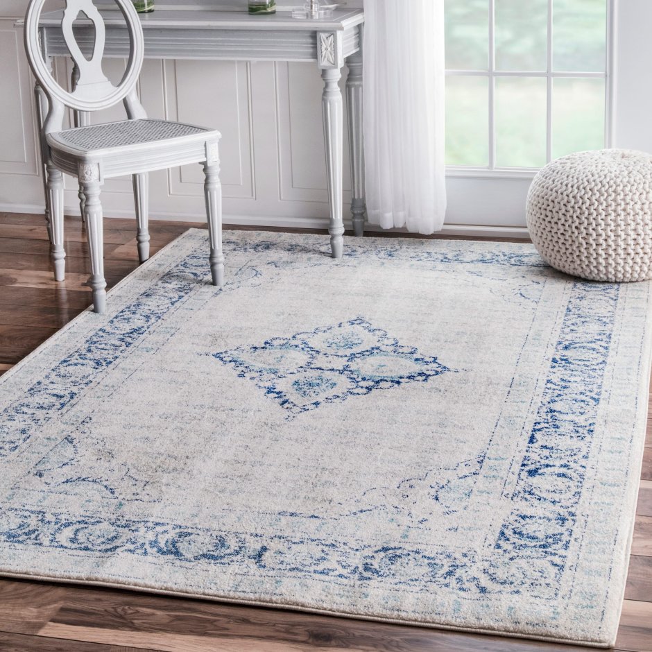 Ковер голубой с бежевым