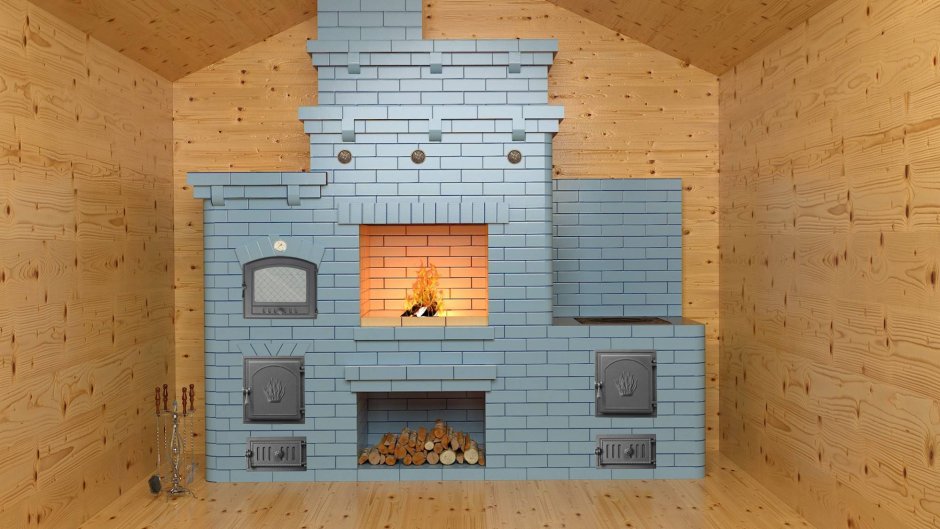 Крашеная кирпичная печь