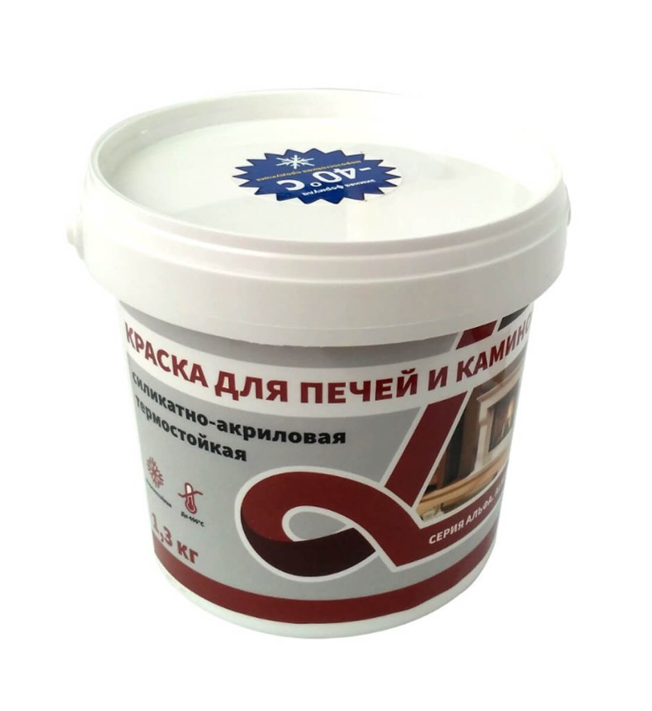 Краска д/печей и каминов термостойкая белая 1,3 кг Альфа