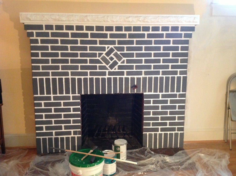 Покрасить камин из кирпича
