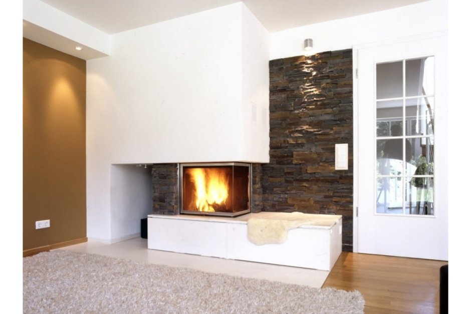 Отделка камина гипсокартоном в современном стиле