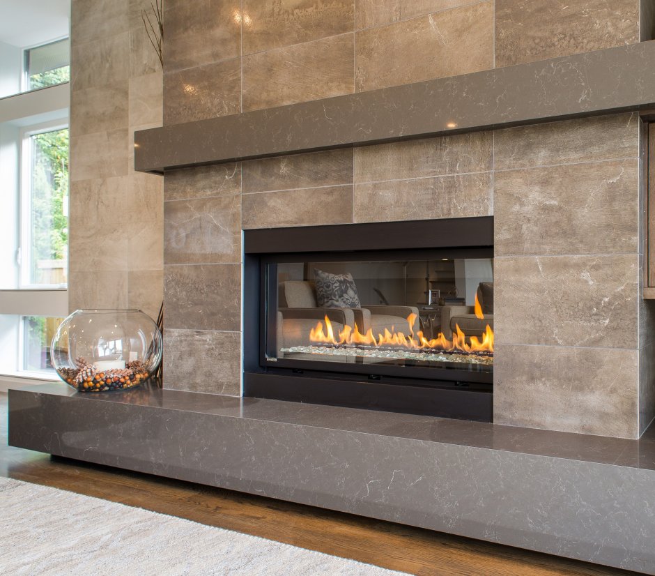 Отделка камина керамогранитом