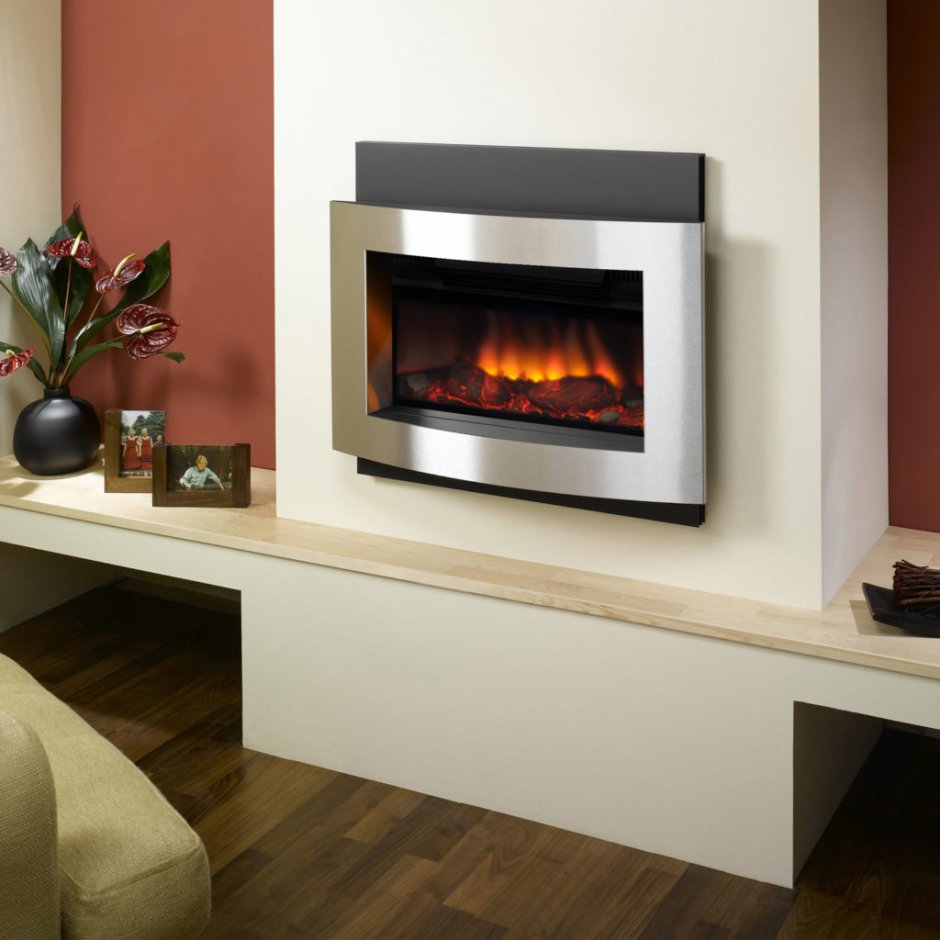 Электрический камин в стене