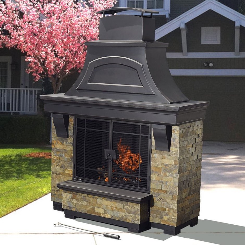 Русская печка с мангалом на улице