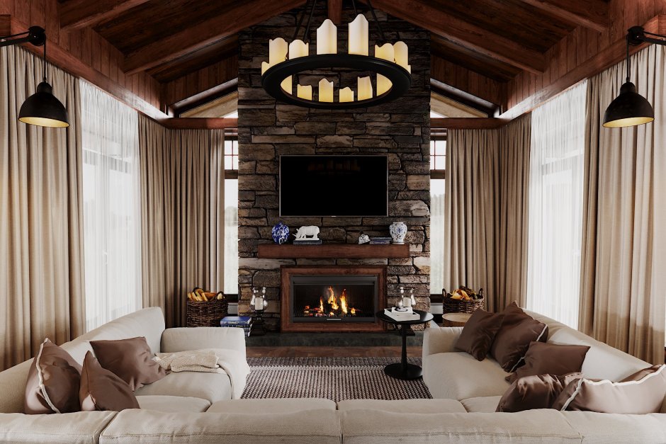 Каменные камины в стиле лофт