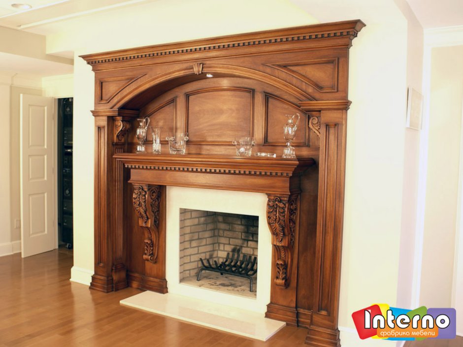 Резные камины из дерева