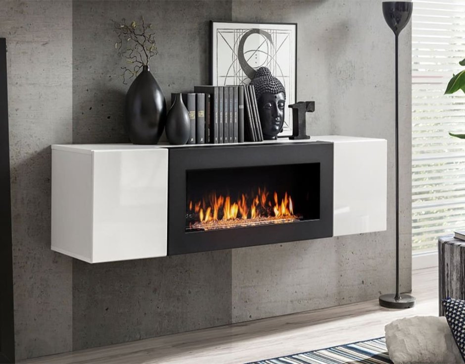 Камин встроенный в тумбу