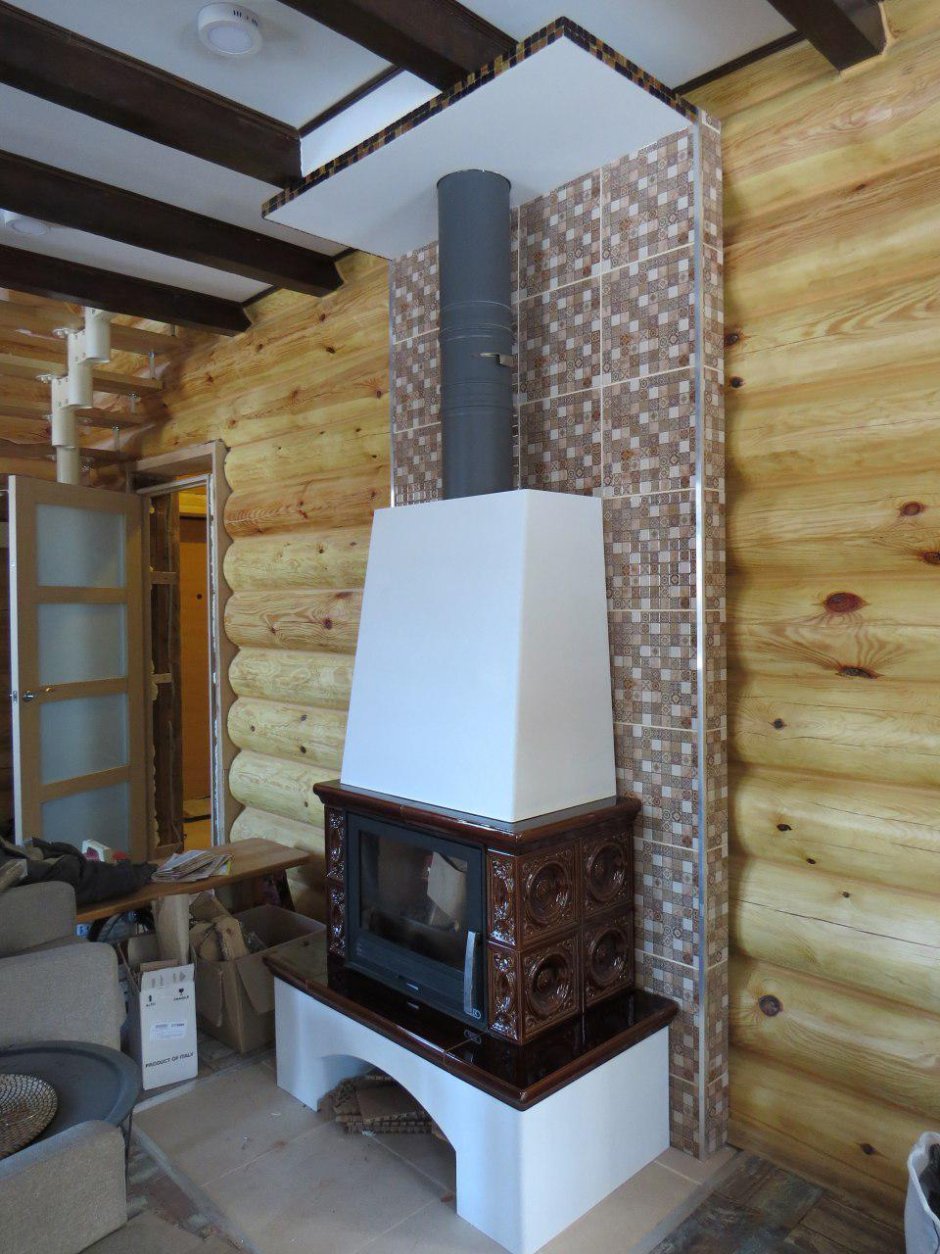 Отделка дымохода внутри дома