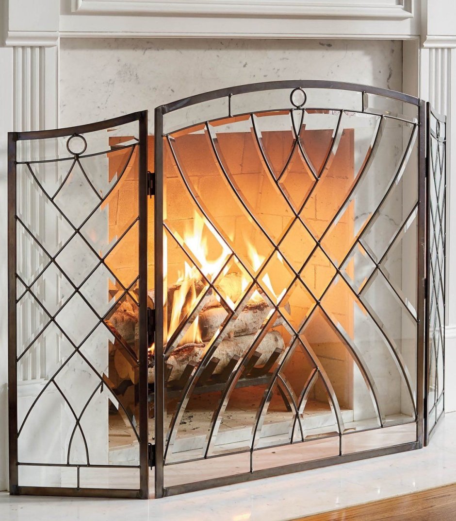 Защитный экран стекло для камина