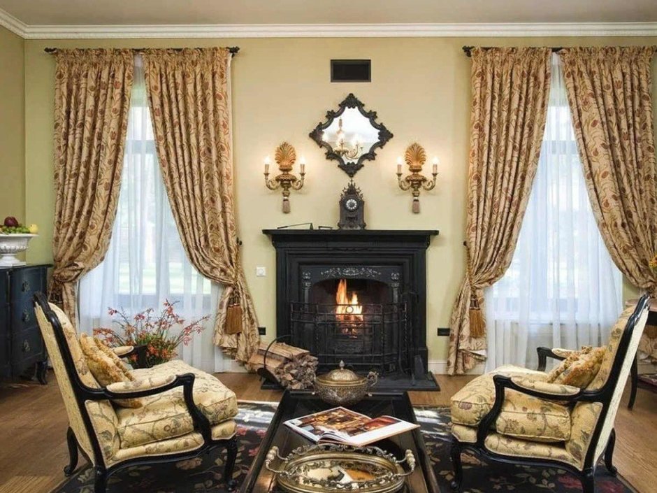 Штора камин на новый год