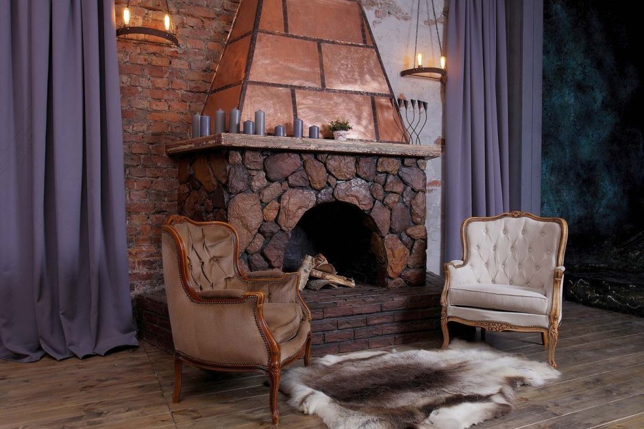 Интерьеры фотостудий с камином