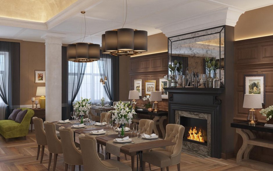 Камин в ресторане