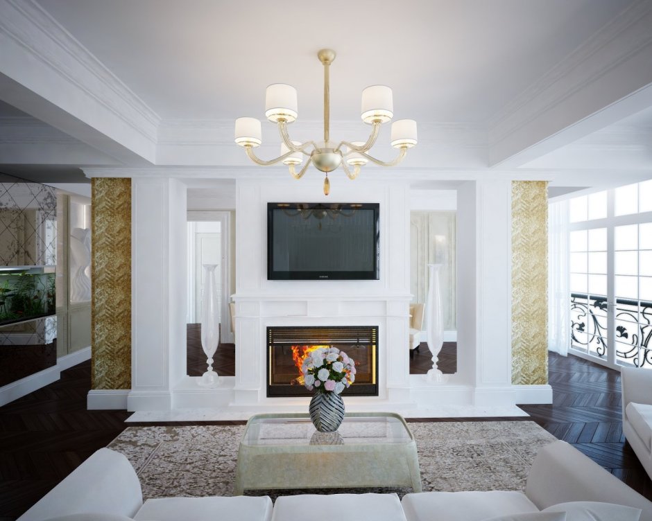 Белый камин Неоклассика Неоклассика