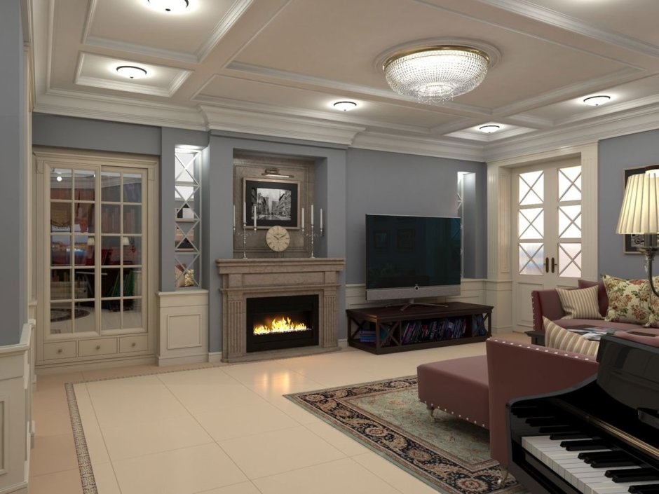 Угловой камин Неоклассика