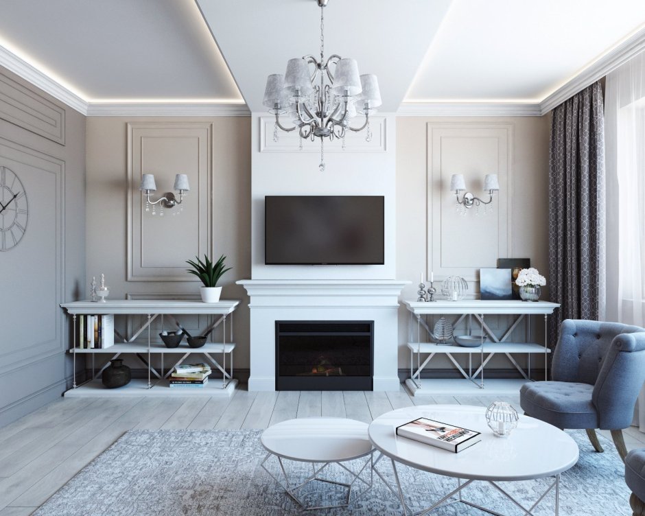 Камин Неоклассика в интерьере