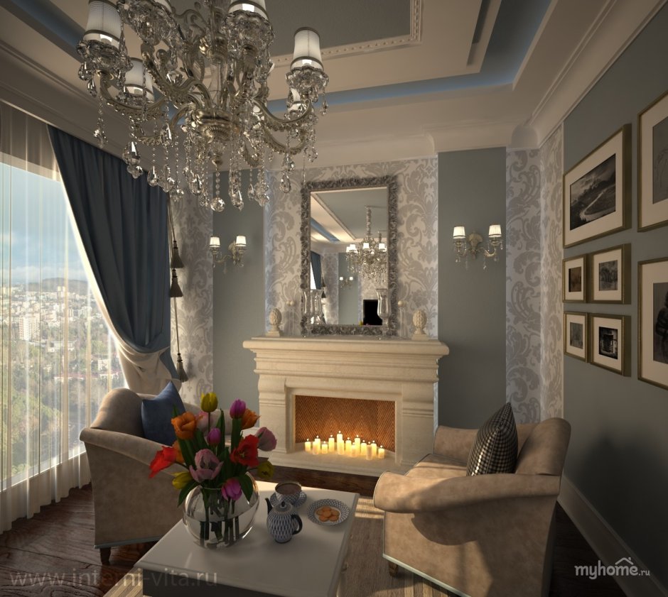 Белый камин Неоклассика Неоклассика