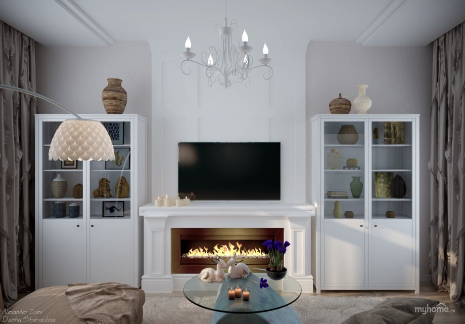 Белый камин Неоклассика Неоклассика