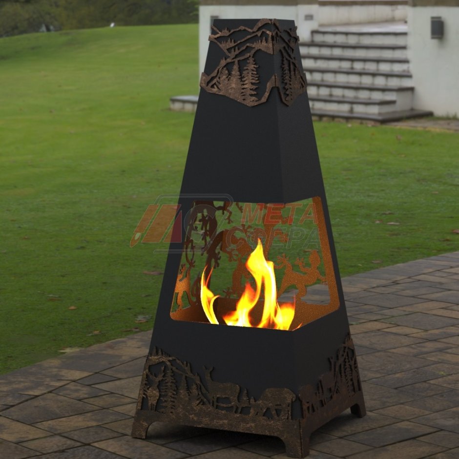 Уличный камин пирамида