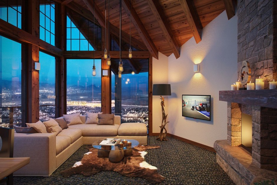 Камин в скандинавском стиле в интерьере