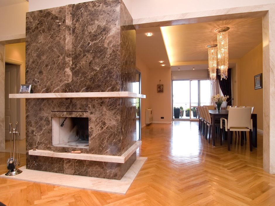 Отделка камина керамогранитом