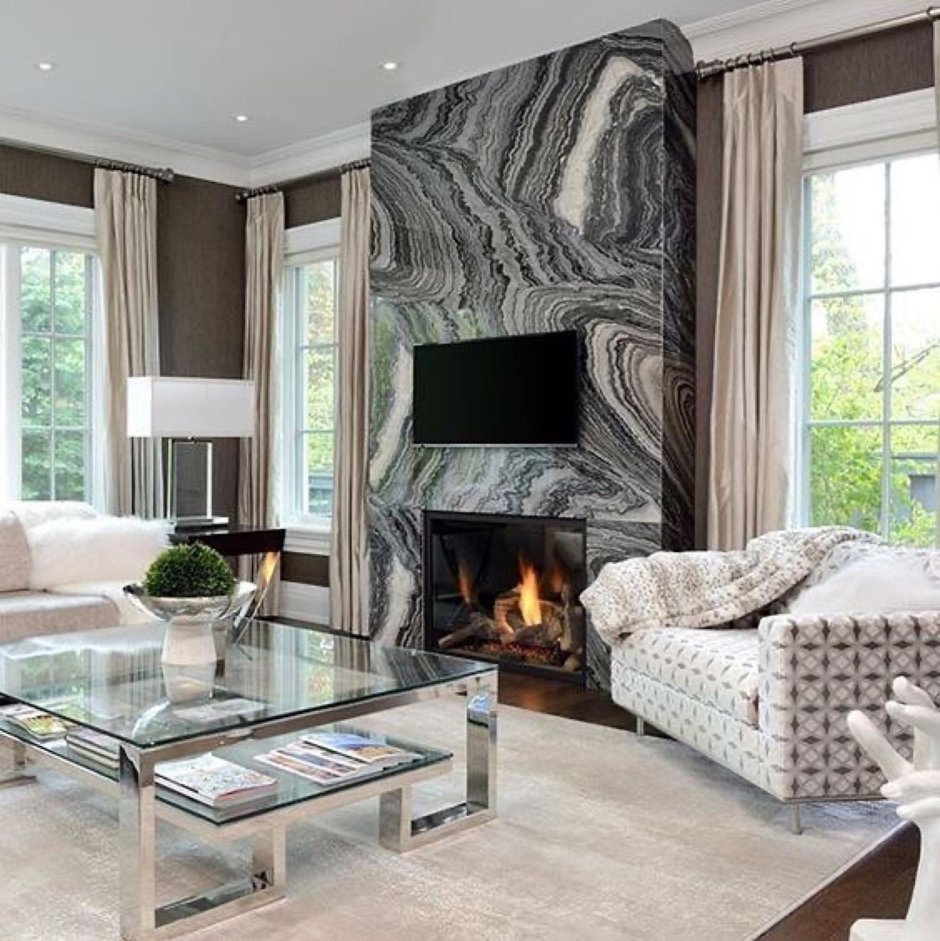 Камин облицованный керамогранитом