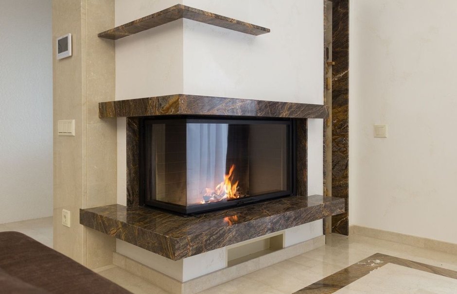 Камин в мраморе современный интерьер