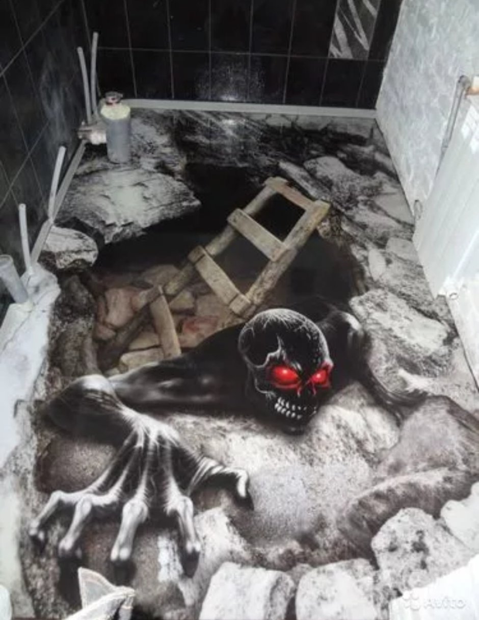 Наливные полы 3д в туалете